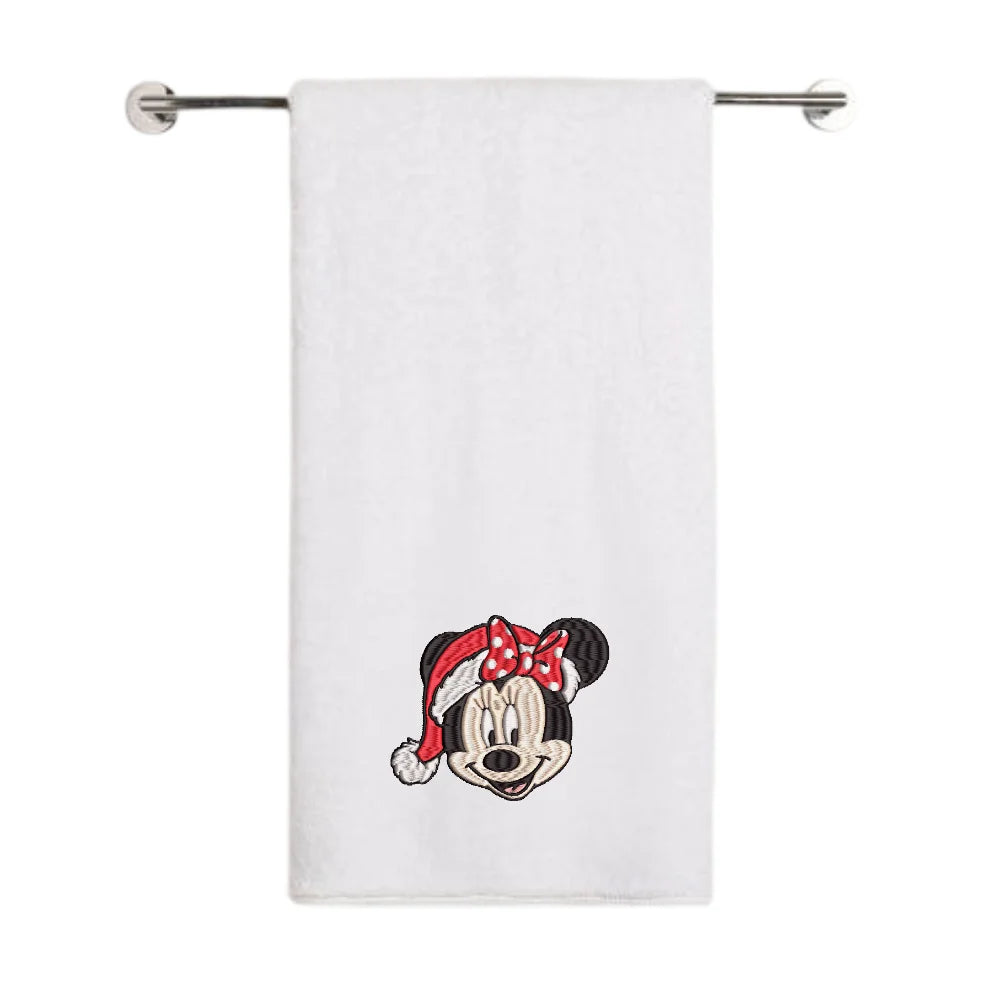BYFT Embroidered For You Personalised Cotton Towel - Christmas - Minnie Face Design High Quality Embroidery Perfect For Gifting