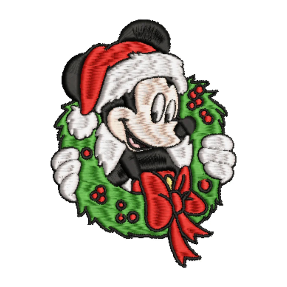 BYFT Embroidered For You Personalised Cotton Towel - Christmas - Mouse in Wreath Design High Quality Embroidery Perfect For Gifting