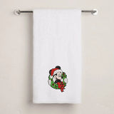BYFT Embroidered For You Personalised Cotton Towel - Christmas - Mouse in Wreath Design High Quality Embroidery Perfect For Gifting