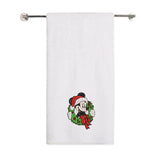 BYFT Embroidered For You Personalised Cotton Towel - Christmas - Mouse in Wreath Design High Quality Embroidery Perfect For Gifting