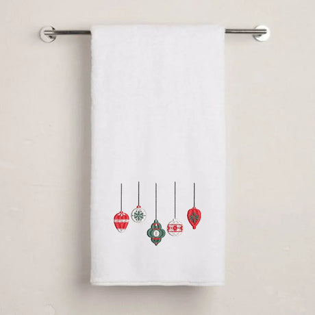 BYFT Embroidered For You Personalised Cotton Towel - Christmas - Ornament Set Design High Quality Embroidery Perfect For Gifting