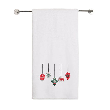 BYFT Embroidered For You Personalised Cotton Towel - Christmas - Ornament Set Design High Quality Embroidery Perfect For Gifting
