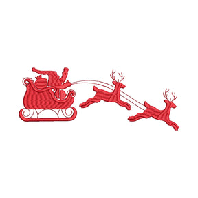 BYFT Embroidered For You Personalised Cotton Towel - Christmas - Sleigh with Reindeer Design High Quality Embroidery Perfect For Gifting