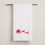 BYFT Embroidered For You Personalised Cotton Towel - Christmas - Sleigh with Reindeer Design High Quality Embroidery Perfect For Gifting
