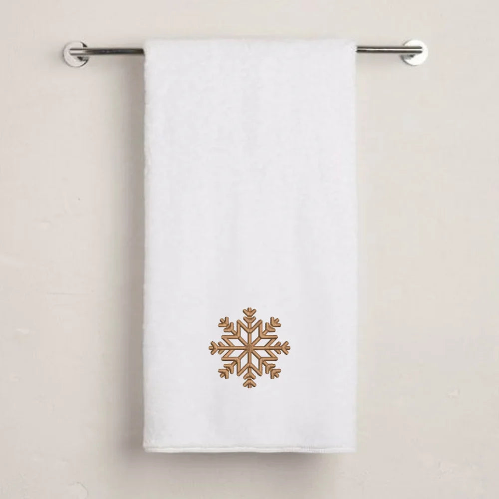 BYFT Embroidered For You Personalised Cotton Towel - Christmas - Snowflakes Design High Quality Embroidery Perfect For Gifting