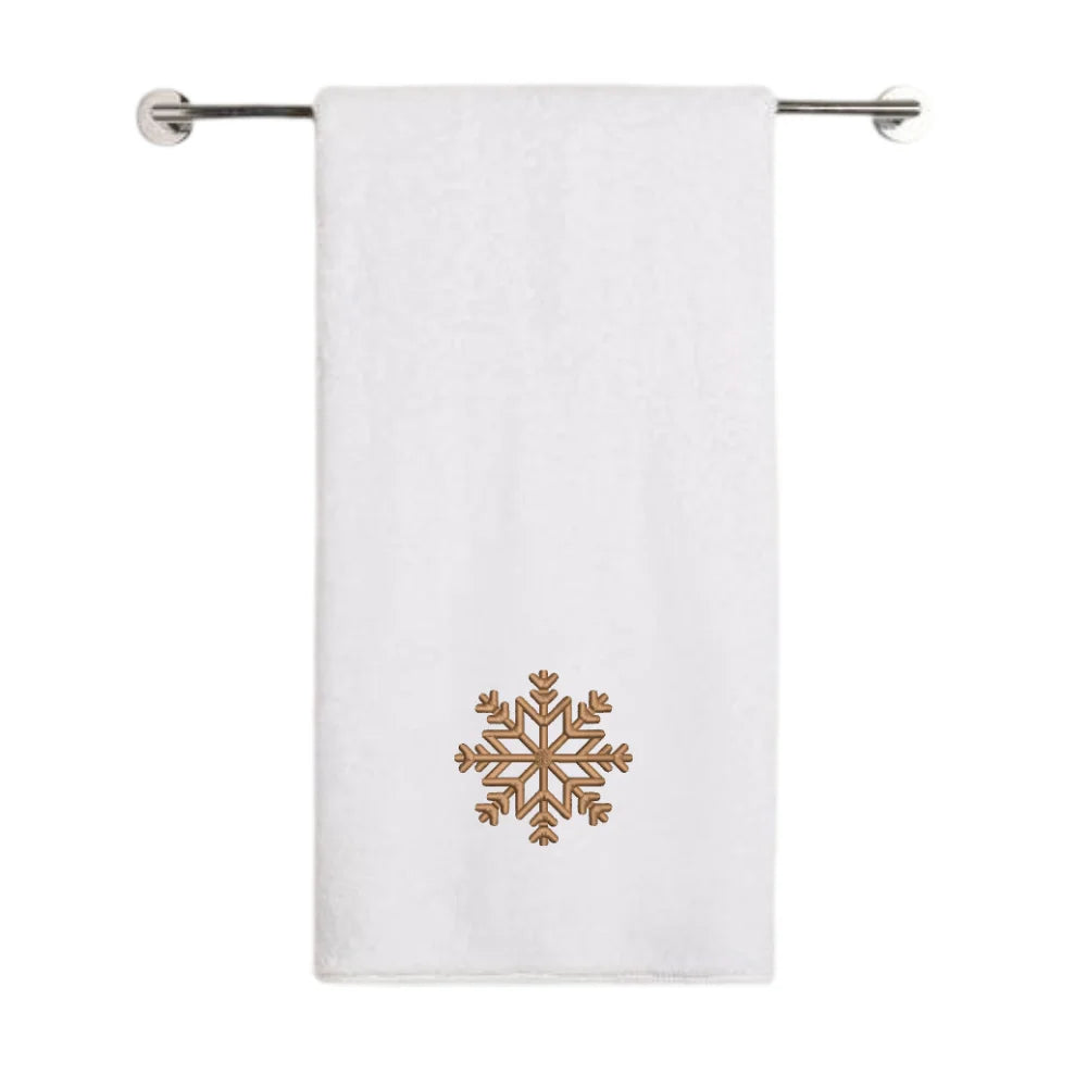 BYFT Embroidered For You Personalised Cotton Towel - Christmas - Snowflakes Design High Quality Embroidery Perfect For Gifting