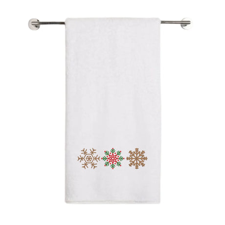 BYFT Embroidered For You Personalised Cotton Towel - Christmas - Snowflakes Trio Design High Quality Embroidery Perfect For Gifting