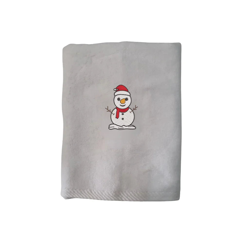 BYFT Embroidered For You Personalised Cotton Towel - Christmas - Classic Snowman with Red Scarf Design High Quality Embroidery Perfect For Gifting