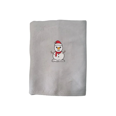 BYFT Embroidered For You Personalised Cotton Towel - Christmas - Classic Snowman with Red Scarf Design High Quality Embroidery Perfect For Gifting