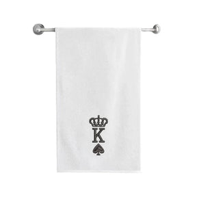 BYFT Embroidered For You Personalised Cotton Towel - Crown King Spades Design High Quality Embroidery Perfect For Gifting