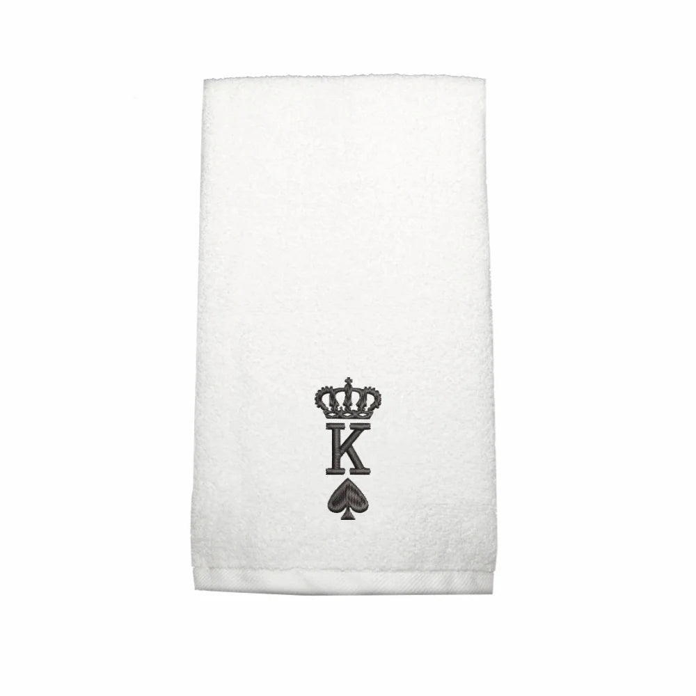 منشفة قطنية مخصصة مطرزة خصيصًا لك من BYFT - تصميم Crown King Spades تطريز عالي الجودة مثالي للهدايا