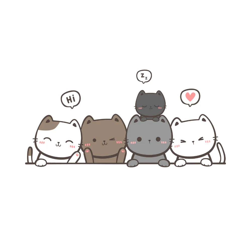 BYFT Adorable Feline Friends Tote Bag – Cute Kitty Printed Reusable Tote | Eco-Friendly Daily Carry Bag (Set of 1)