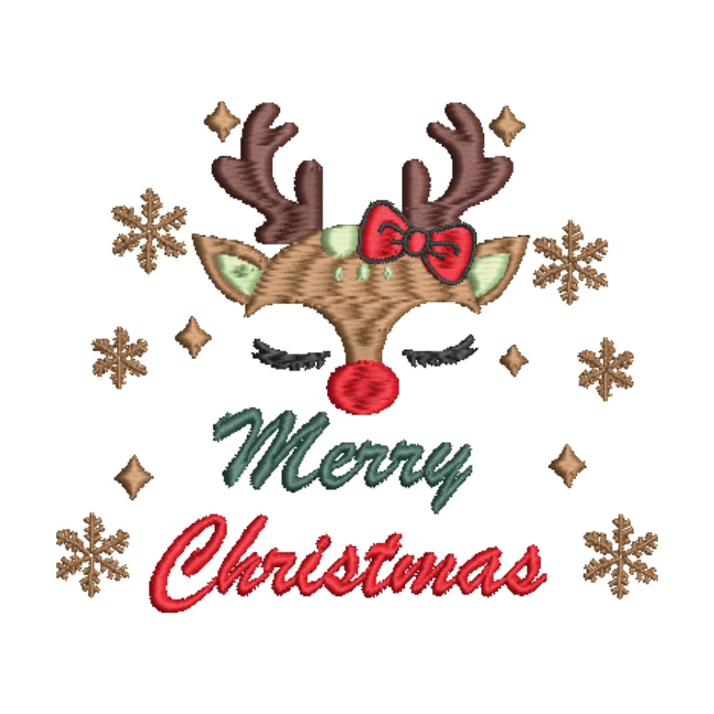 BYFT Embroidered For You Personalised Cotton Towel - Christmas - Cute Reindeer Merry Christmas Design High Quality Embroidery Perfect For Gifting