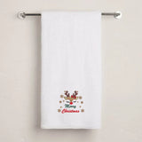 BYFT Embroidered For You Personalised Cotton Towel - Christmas - Cute Reindeer Merry Christmas Design High Quality Embroidery Perfect For Gifting