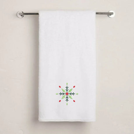 BYFT Embroidered For You Personalised Cotton Towel - Christmas - Diamond Snowflake Design High Quality Embroidery Perfect For Gifting
