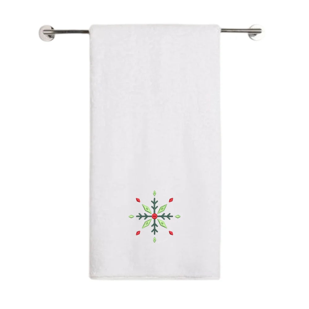 BYFT Embroidered For You Personalised Cotton Towel - Christmas - Diamond Snowflake Design High Quality Embroidery Perfect For Gifting