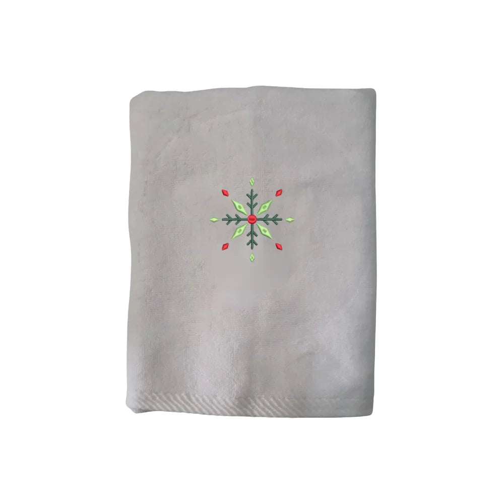 BYFT Embroidered For You Personalised Cotton Towel - Christmas - Diamond Snowflake Design High Quality Embroidery Perfect For Gifting