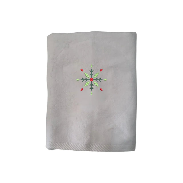 BYFT Embroidered For You Personalised Cotton Towel - Christmas - Diamond Snowflake Design High Quality Embroidery Perfect For Gifting