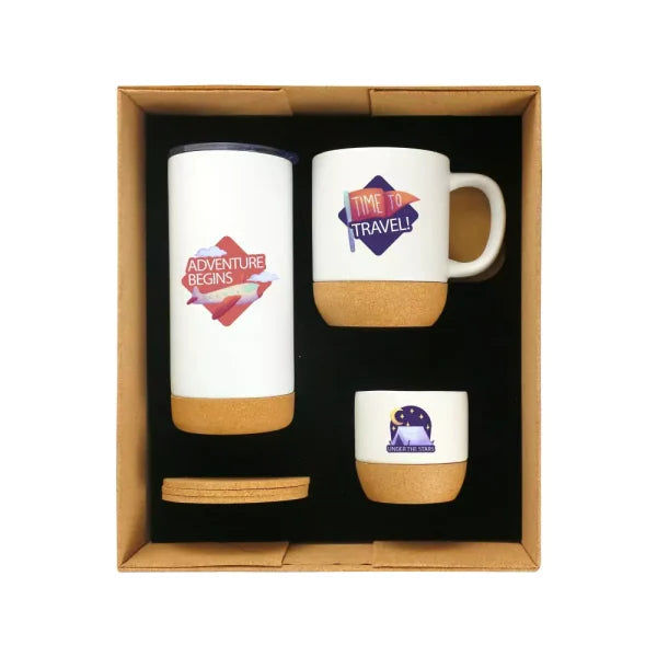 BYFT Cork Drinkware Gift Sets in a Cardboard Gift Box GS-10 - Black Set of 01