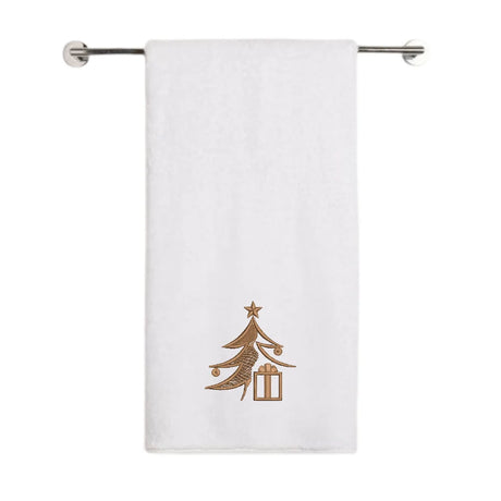 BYFT Embroidered For You Personalised Cotton Towel - Christmas - Elegant Christmas Tree with Gift Design High Quality Embroidery Perfect For Gifting