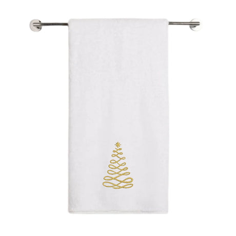 BYFT Embroidered For You Personalised Cotton Towel - Christmas - Elegant Loop Christmas Tree Design High Quality Embroidery Perfect For Gifting