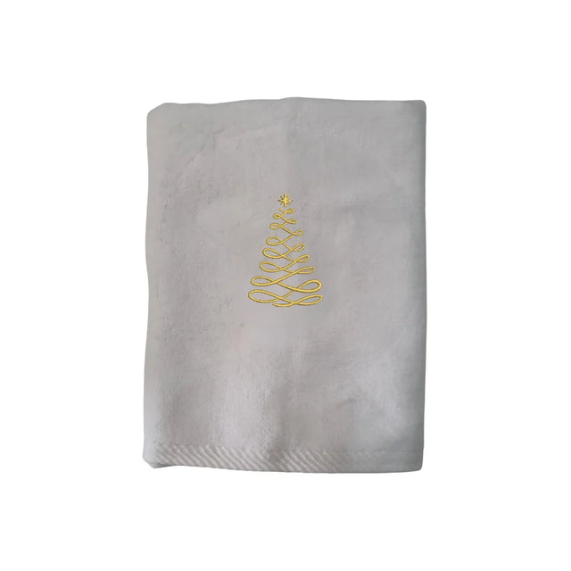 BYFT Embroidered For You Personalised Cotton Towel - Christmas - Elegant Loop Christmas Tree Design High Quality Embroidery Perfect For Gifting
