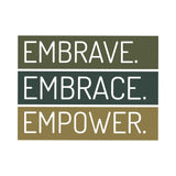 BYFT Inspirational Typography Tote Bag – “Embrave. Embrace. Empower.” Printed Reusable Tote | Eco-Friendly Daily Carry Bag (Set of 1)