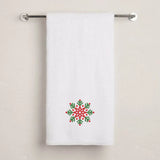 BYFT Embroidered For You Personalised Cotton Towel - Christmas - Festive Red & Green Snowflake Design High Quality Embroidery Perfect For Gifting
