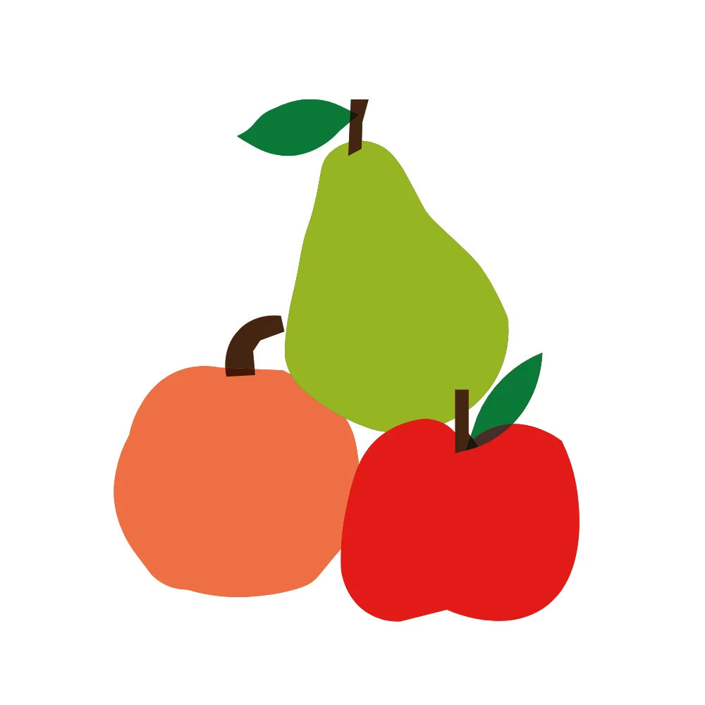 BYFT Vibrant Fruit Stack Tote Bag – Artistic Apple, Pear & Peach Printed Reusable Tote | Eco-Friendly Daily Carry Bag (Set of 1)