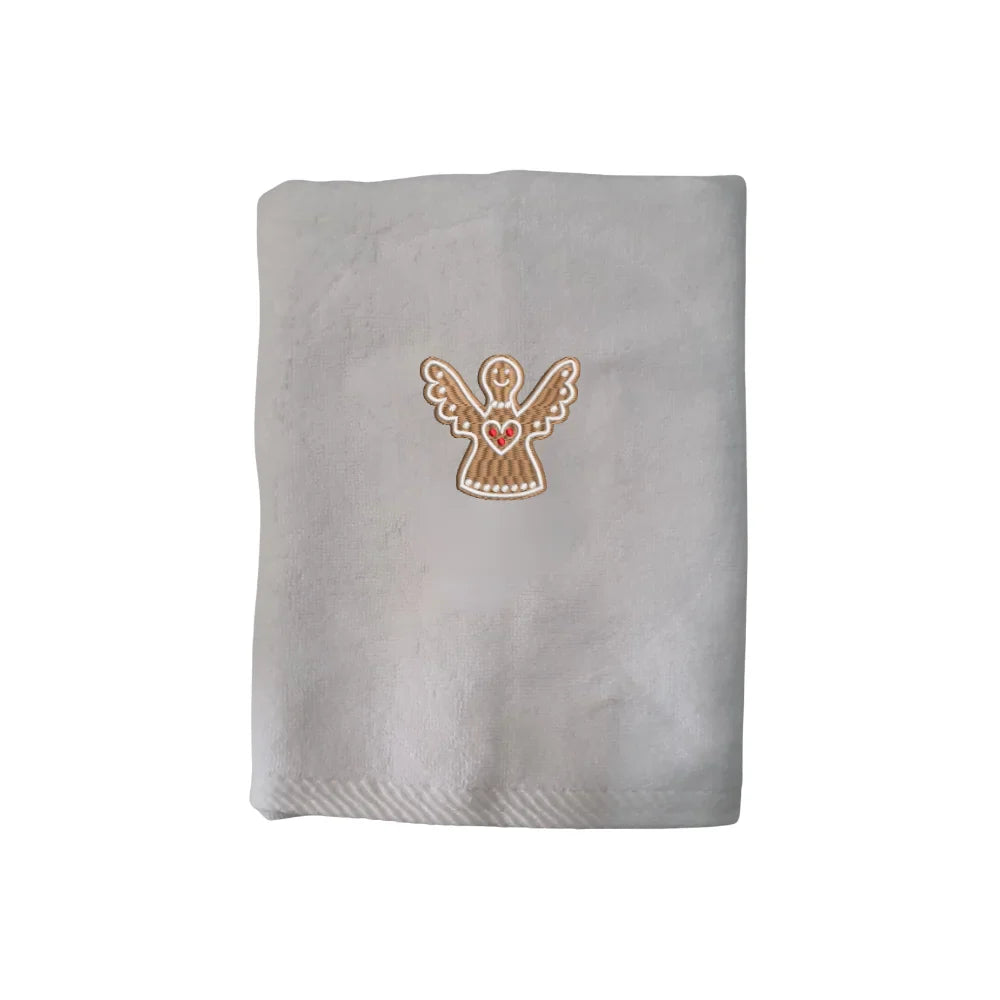 BYFT Embroidered For You Personalised Cotton Towel - Christmas - Gingerbread Angel Cookie Design High Quality Embroidery Perfect For Gifting