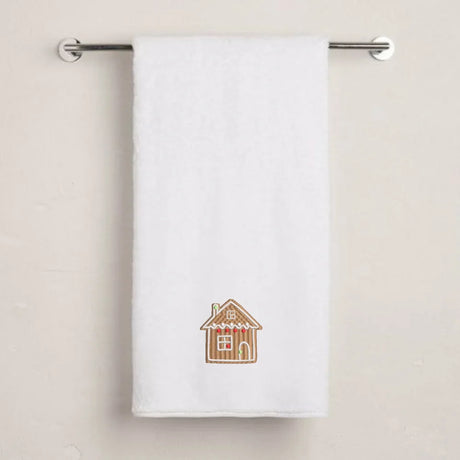 BYFT Embroidered For You Personalised Cotton Towel - Christmas - Gingerbread House Cookie Design High Quality Embroidery Perfect For Gifting