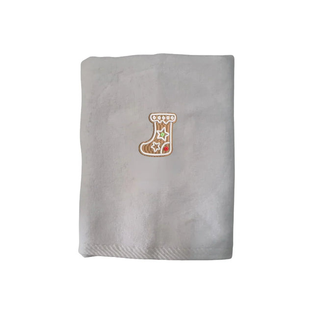 BYFT Embroidered For You Personalised Cotton Towel - Christmas - Gingerbread Stocking Cookie Design High Quality Embroidery Perfect For Gifting