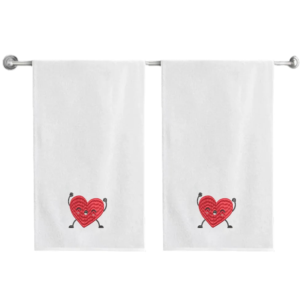BYFT Embroidered For You Personalised Couple Towel - Happy Heart Design High Quality Embroidery Perfect For Gifting