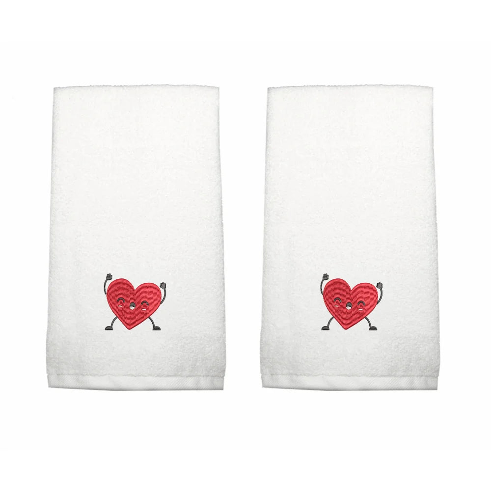 BYFT Embroidered For You Personalised Couple Towel - Happy Heart Design High Quality Embroidery Perfect For Gifting