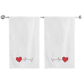 BYFT Embroidered For You Personalised Couple Towel - Heart Beat Design High Quality Embroidery Perfect For Gifting