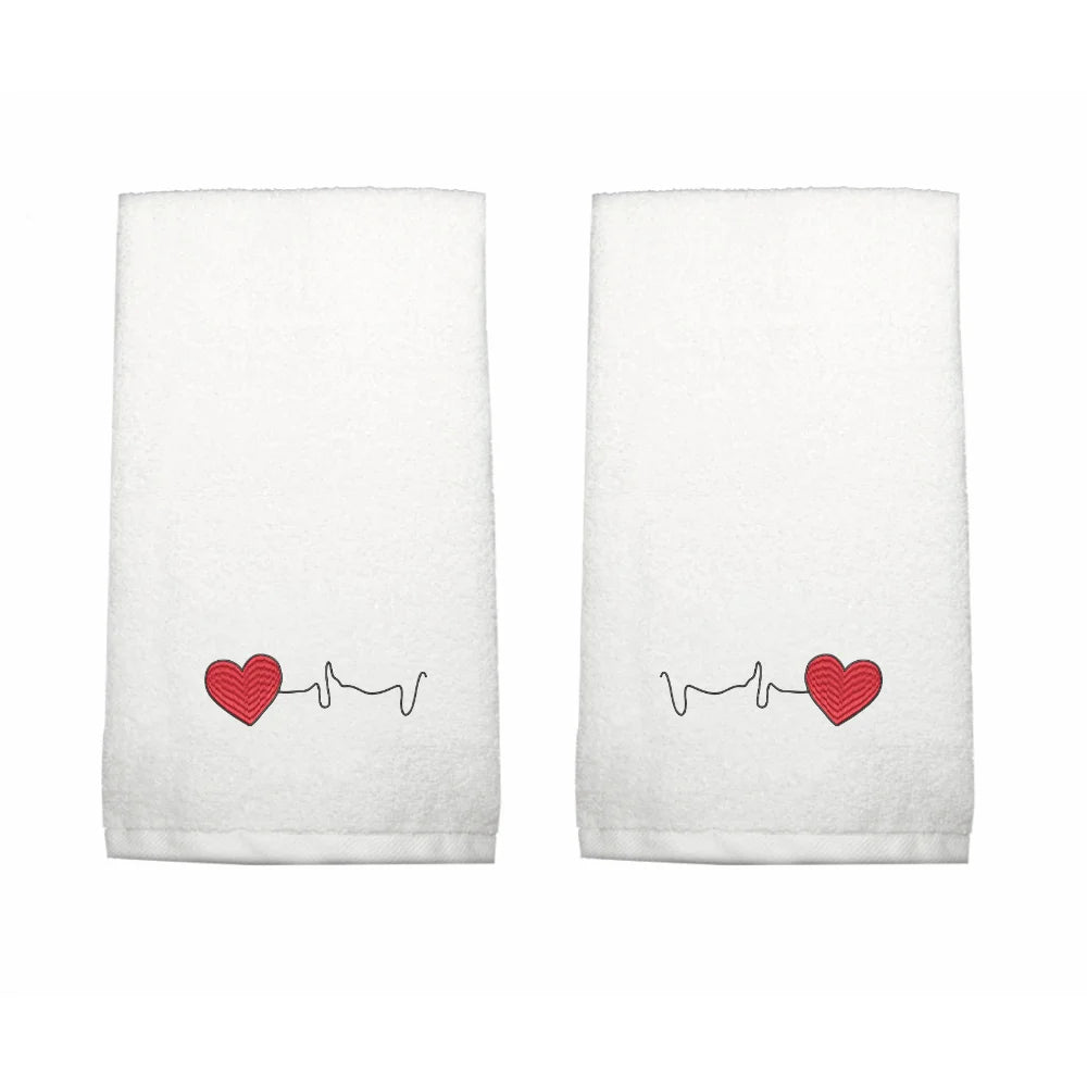 BYFT Embroidered For You Personalised Couple Towel - Heart Beat Design High Quality Embroidery Perfect For Gifting