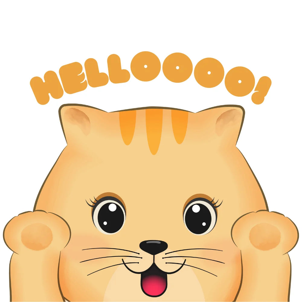 BYFT Friendly Cat Tote Bag – “HELLOOOO!” Ginger Kitten Printed Reusable Tote | Eco-Friendly Daily Carry Bag (Set of 1)