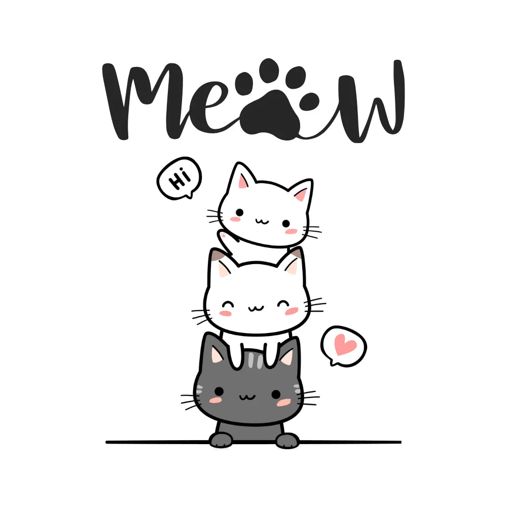 BYFT Cute Stacked Cats Tote Bag – “Hi Meow” Kitten Reusable Tote | Eco-Friendly Daily Carry Bag (Set of 1)