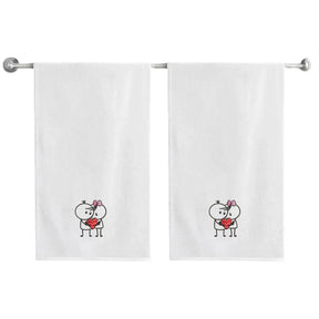 BYFT Embroidered For You Personalised Couple Towel - Him & her with Heart Design High Quality Embroidery Perfect For Gifting