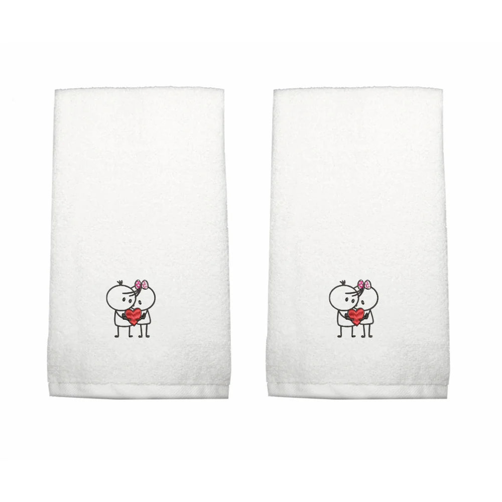 BYFT Embroidered For You Personalised Couple Towel - Him & her with Heart Design High Quality Embroidery Perfect For Gifting