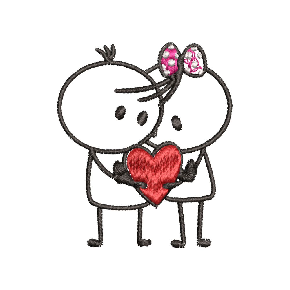BYFT Embroidered For You Him & Her with Heart Valentine Designed Couple T-Shirt