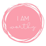 BYFT Affirmation Tote Bag – “I Am Worthy” Pink Artistic Circle Printed Reusable Tote | Eco-Friendly Daily Carry Bag (Set of 1)