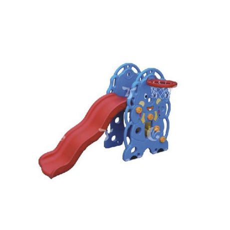 BYFT Indoor Outdoor Slider For Kids Blue Red With Basket Ball