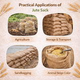 BYFT Natural Jute Burlap Storage Bag Heavy Duty Reusable Utility Sack for Coffee, Potatoes, Onions, Vegetables, Packing & Plant Grow Bags for Grain Storage - 44 x 26.5 Inch