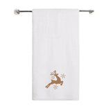 BYFT Embroidered For You Personalised Cotton Towel - Christmas - Leaping Reindeer with Snowflakes Design High Quality Embroidery Perfect For Gifting