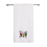 BYFT Embroidered For You Personalised Cotton Towel - Christmas - Let’s Get Lit Christmas Lights Design High Quality Embroidery Perfect For Gifting