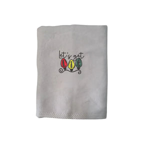 BYFT Embroidered For You Personalised Cotton Towel - Christmas - Let's Get Lit Christmas Lights Design High Quality Embroidery Perfect For Gifting