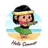 BYFT Little Island Dancer Tote Bag – “Hello Summer” Hula Girl Printed Reusable Tote | Eco-Friendly Daily Carry Bag (Set of 1)