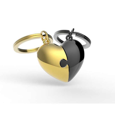Metalmorphose Puzzle Heart Keyholder - Unique Puzzle Piece Heart Metal Keychain for Loved Ones