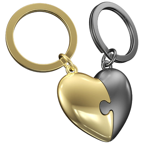 Metalmorphose Puzzle Heart Keyholder - Unique Puzzle Piece Heart Metal Keychain for Loved Ones